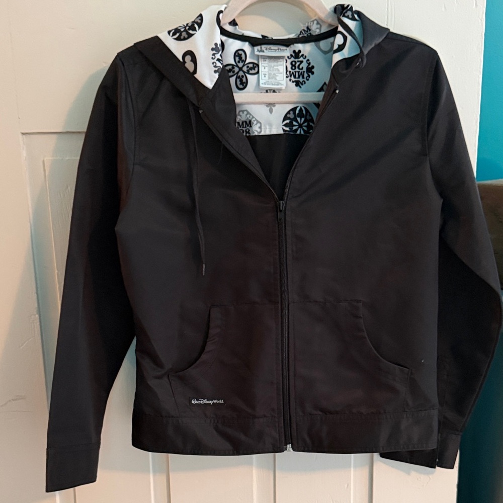 Disney Black Hooded Zip-Front Utility Jacket